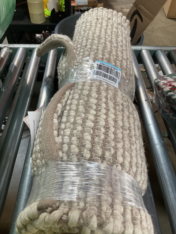 Photo 2 of S & L Homes Wool Cotton Hand Woven Chunky Knit Popcorn Runner Rug - Ivory Contemporary Rug for Entryway Bedroom Kitchen (2.5' x 8' - Beige)