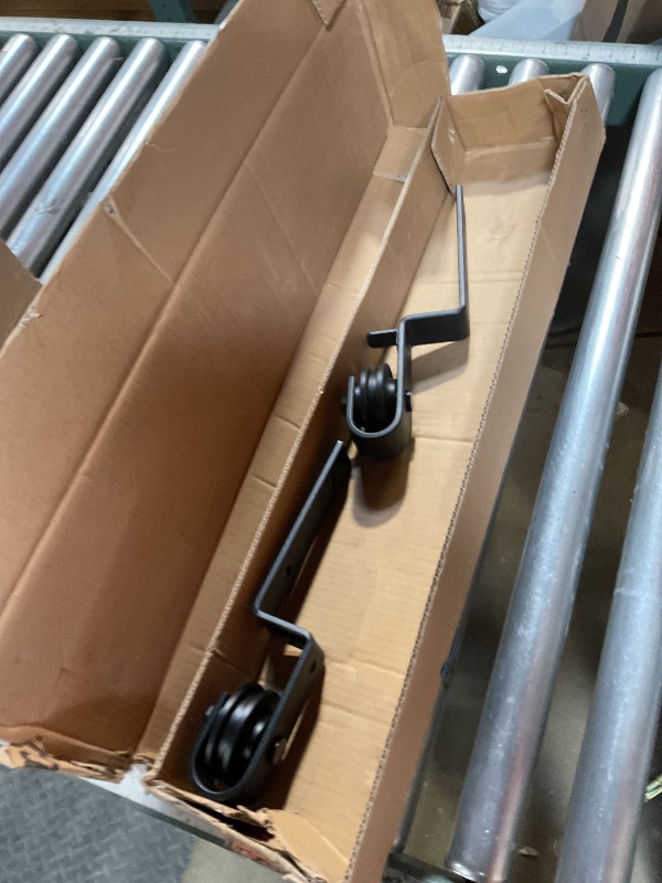 Photo 1 of ****ONLY 2 WHEEL ROLLERS /MISING PIECES**** SMARTSTANDARD 5 Feet Bypass Sliding Barn Door Hardware Kit - for Double Wooden Doors-Single Track - Smoothly & Quietly - Easy to Install-Fit 48" Opening