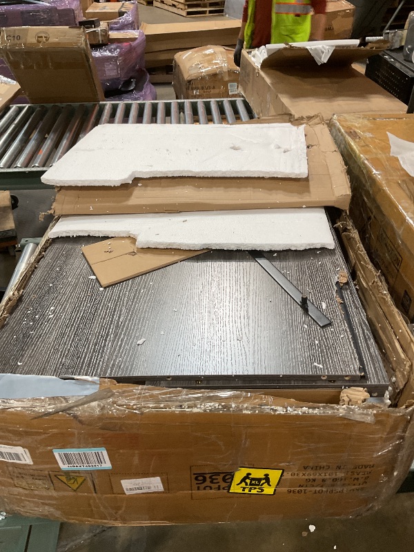 Photo 1 of **DAMAGED CORNERS*** DWVO 71" Double Dog Crate Furniture with LED Light & Power Outlets, Heavy Duty Dual Dog Kennel TV Stand w Storage Shelves Sliding Doors, Wooden Two Dog Cage Table 2 Medium Large Dogs, Black Oak