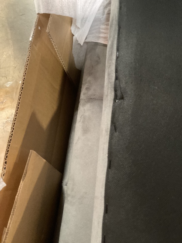 View 3 of **ONLY HEAD BOARD MISSING SECOND BOX** Merax California King Size Upholstered Velvet Bed Frame, with Wall Sconce and USB Port, Wide Headboard for Bedroom, (Without Bedside Tables & Mattress), Gray