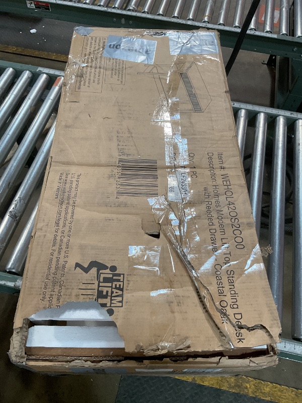 Photo 1 of **PARTS ONLY**Walker Edison Transitional Style Furniture, Reeded Detail, Lift-Top Desk with Drawer and Storage Cubby, Sitting to Standing Desk, Soft Self-Close Desktop, 38”W x 16.75”D x 30”H, Coastal Oak