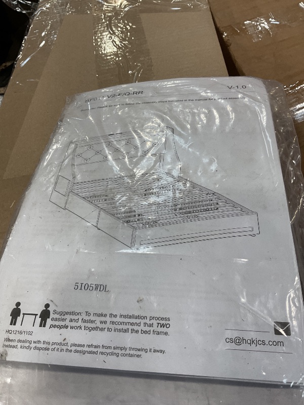 Photo 1 of ** FOR PARTS ONLY/MISSING MAJOR ASSEMBLY PIECES only be used for PARTS** King Platform Bed Frame with High headboard, Velvet Upholstered Bed with Deep Tufted Buttons,Adjustable Colorful LED Light Decorative Headboard and Pedals Wide Wingbacks Noiseless