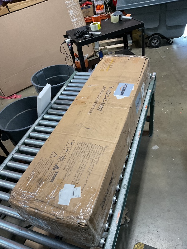 Photo 1 of **DAMAGE SEEN IN PHOTO**Upholstered Queen LED Bed Frame with Hidden Storage Headboard and Charging Station, Corduroy Platform Bed with Wingback, Heavy Duty Wood Slats, No Box Spring Needed, Noise-Free, Beige (Beige, Queen)