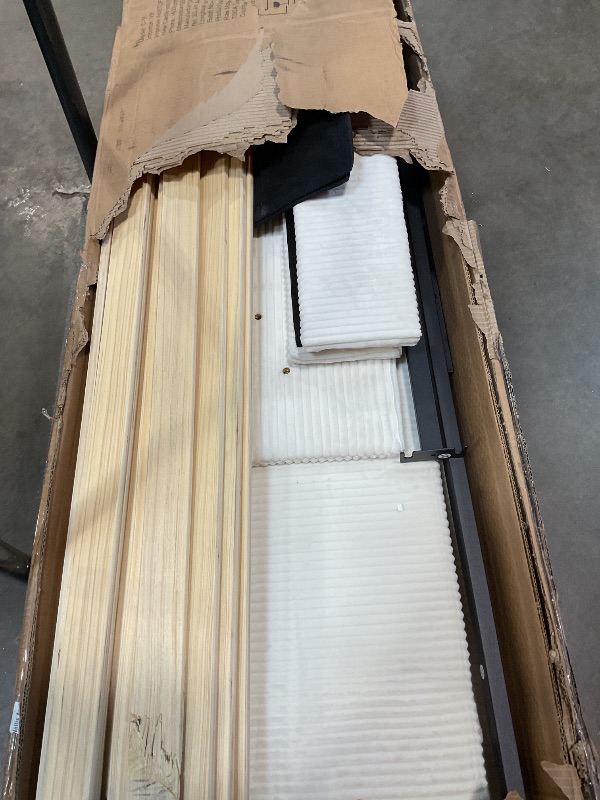 Photo 1 of **DAMAGE SEEN IN PHOTO**Upholstered Queen LED Bed Frame with Hidden Storage Headboard and Charging Station, Corduroy Platform Bed with Wingback, Heavy Duty Wood Slats, No Box Spring Needed, Noise-Free, Beige (Beige, Queen)