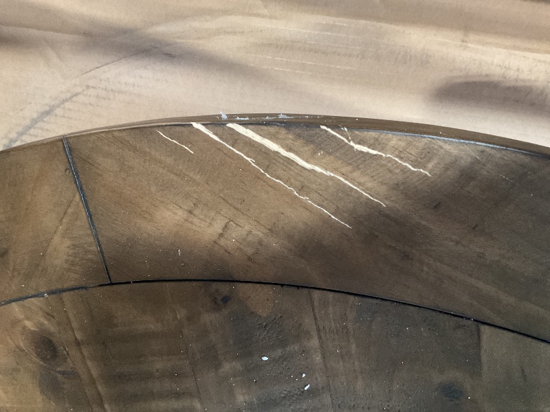 Photo 1 of ****TABLETOP ONLY MISSING LEGS****Round Two-Tone Finish Wood Dining Table, Antique White and Distressed Oak