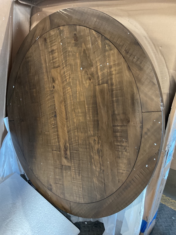 Photo 1 of ****TABLETOP ONLY MISSING LEGS****Round Two-Tone Finish Wood Dining Table, Antique White and Distressed Oak