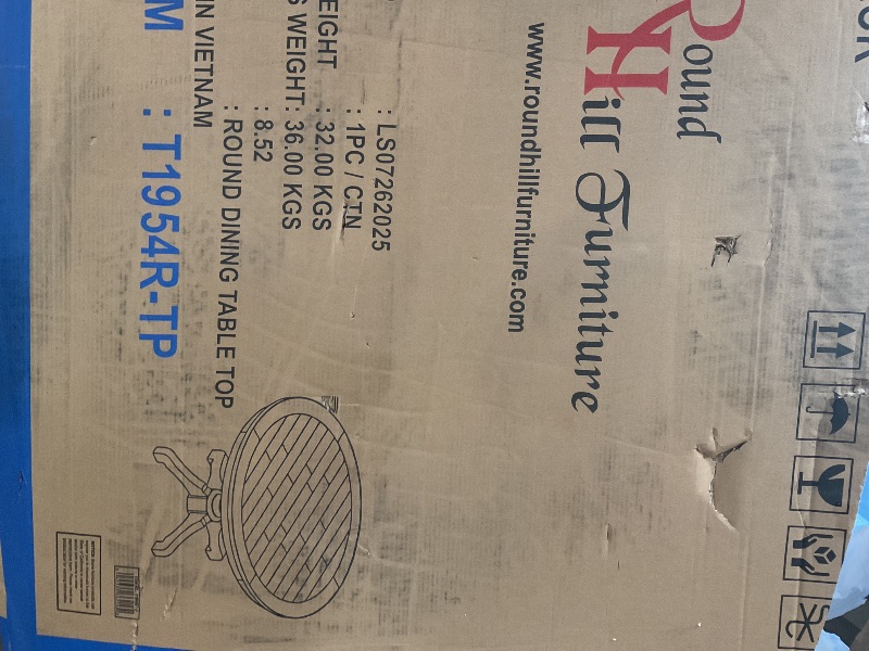 Photo 1 of ****TABLETOP ONLY MISSING LEGS****Round Two-Tone Finish Wood Dining Table, Antique White and Distressed Oak