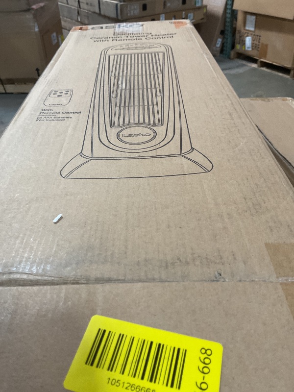 Photo 1 of **DIRT FROM TRANSPORT **Lasko 1500W Ceramic Tower Space Heater with Remote, Thermostat, Timer & Widespread Oscillation, Portable Electric Heater for Indoor Use, Bedroom & Living Room, 751320