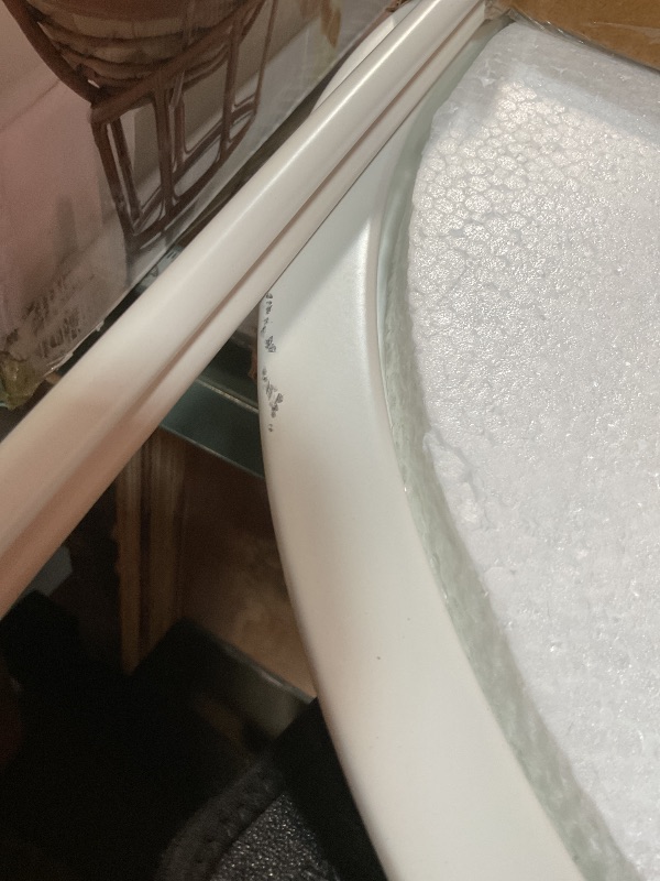 Photo 1 of **SCRAPE DAMAGE ON TABLE LIP**Garden 4 you End Table Metal Side Table White Round Folding Tray Cyan Sofa Small Accent Fold-able Table, Round End Table Tray, Next to Sofa Table, Snack Table for Living Room and Bed Room