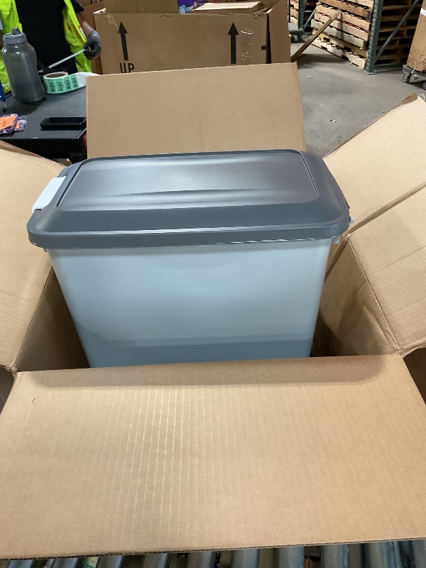 Photo 1 of **MISSING SCOOPER ** IRIS USA Dog Food Storage Container with Wheels, Airtight Lid, 2-Cup Scoop, Up to 40 Pounds Pet Food Storage, Built in Scoop Storage in Lid, Versatile Pet Food Bin, Portable, BPA Free, Gray/Dark Gray