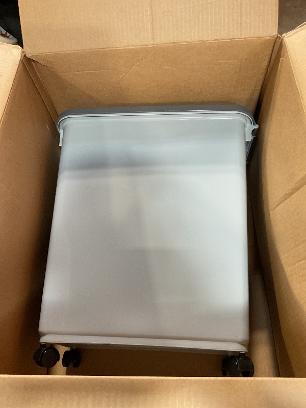 Photo 1 of **MISSING SCOOPER ** IRIS USA Dog Food Storage Container with Wheels, Airtight Lid, 2-Cup Scoop, Up to 40 Pounds Pet Food Storage, Built in Scoop Storage in Lid, Versatile Pet Food Bin, Portable, BPA Free, Gray/Dark Gray