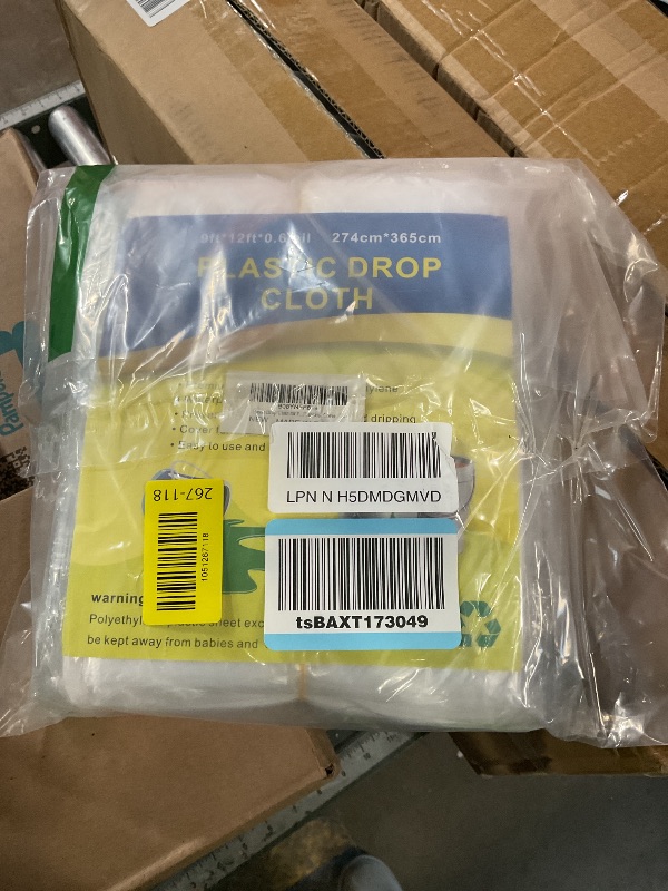 Photo 1 of 10 Pieces Plastic Drop Sheets for Painting, Waterproof and Dust-Proof Clear Cloth for Furniture Cover, 9x12 Feet Tarps