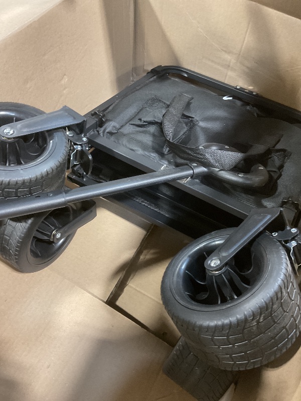 Photo 1 of **MINOR USE WEAR**300L Large Collapsible Wagons Carts with Big All-Terrain Beach Wheels, Foldable Shopping Wagon Cart, Heavy Duty 480lbs Load, Folding Utility Cart for Groceries Garden Sport (Black)