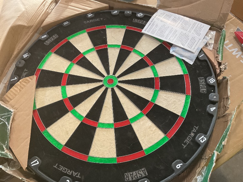 Photo 1 of **WHOLE THING IS CRACKing**Target Darts Aspar Dart Board | Steel Tip Dartboard with Self Recovering Sisal Bristles & Rotational Score Ring | Thin Wire Regulation Competition Size Dart Board Set | Professional Darts Accessories