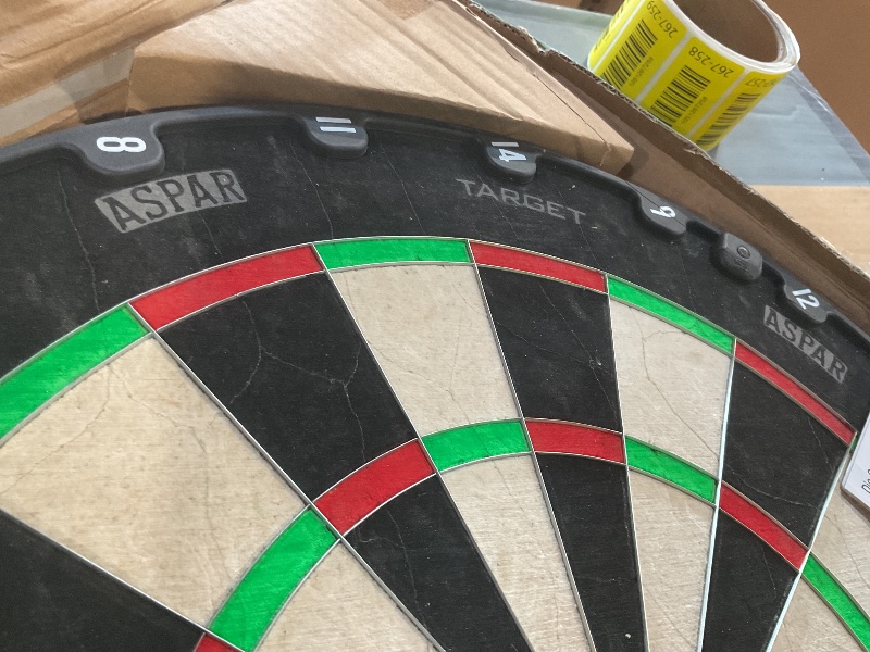 Photo 1 of **WHOLE THING IS CRACKing**Target Darts Aspar Dart Board | Steel Tip Dartboard with Self Recovering Sisal Bristles & Rotational Score Ring | Thin Wire Regulation Competition Size Dart Board Set | Professional Darts Accessories