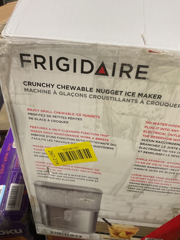 Photo 1 of **DIRT. SCRAPES**EUHOMY Nugget Ice Maker Countertop with Handle, Ready in 6 Mins, 34lbs Per Day, Removable Top Cover, Auto-Cleaning, Portable Sonic Ice Maker with Basket and Scoop, for Home/Party/RV/Camping (Black)