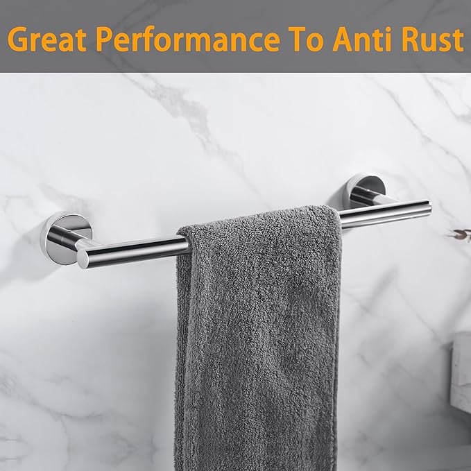 Photo 1 of **DOESN'T COME WITH RACK POLE*** Polished Chrome Bath Towel Bar Single Bars Towel Rack Rod Classic Wall Mounted Stainless Steel Bathroom Towel Bar Toilet Kitchen Towel Shelf Single Layer,18inch