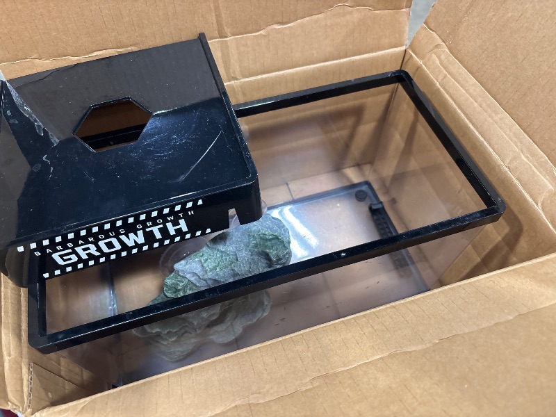 Photo 1 of ***MISSING PIECES*** GOZILLA Aquatic Turtle Tank Kit+Lamp+Filter, Upgrade PC Turtle Tank Starter Kit with Adjustable Lamp & Filter,Reptile Habitat with Lid,Hanging Platform for Small Reptiles.(15.75×7.9×9''/Black Kit)