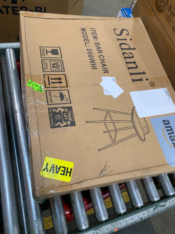 Photo 1 of *** HAS DAMAGED SEAT BACKING *** Sidanli Bar Stools Set of 2, Gold Bar Stools, Counter Height Stools with Leather Padded Seats and Footrests, 26 Inch White Barstools for Kitchen Island, Farmhouse or Home Bar