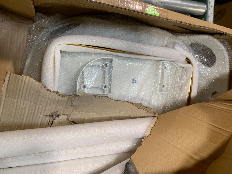 Photo 1 of *** HAS DAMAGED SEAT BACKING *** Sidanli Bar Stools Set of 2, Gold Bar Stools, Counter Height Stools with Leather Padded Seats and Footrests, 26 Inch White Barstools for Kitchen Island, Farmhouse or Home Bar