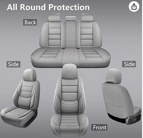 Photo 1 of ***PHOTO FOR ITEM REFERNCE STYLE MAY NOT BE EXACT*** NS YOLO Leather Car Seat Covers Full Set,Universal Fit for Most Cars,SUVs and Sedans,Waterproof Luxury Leatherette Cushions, 5 Car Seat Protectors (Grey, Full Set-5 Seats(Front and Rear))