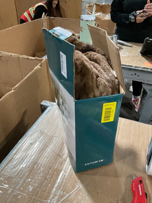 Photo 1 of *****MISSING CONTROLLER******HYLEORY Faux Fur Heated Throw Blanket Electric - 50''x60'' Soft Flannel Heating Blanket with 5 Heat Levels & Auto-off 3 Hrs, Fluffy Cozy Warm Couch Bed Blankets for Fall Winter Halloween Office, Brown