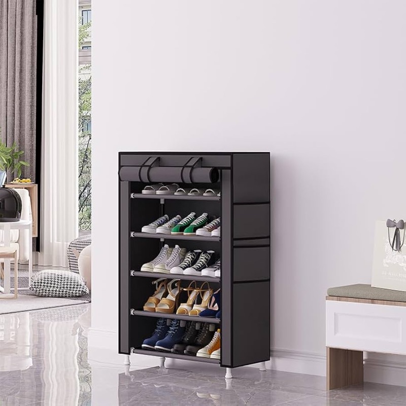 Photo 1 of ***MISSING PARTS***
Calmootey 5 Tier Shoe Rack Organizer,Portable Shoe Shelf with Nonwoven Fabric Cover for Closet Hallway,Bedroom,Entryway,Grey