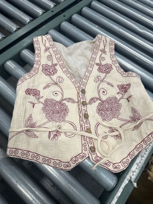 View 1 of ***STOCK PHOTO FOR REFERENCE ONLY***
Verdusa Women's Western Outfit Cowgirl Embroidered Vest Tops Button Floral Boho Tank Top Khaki/RED Medium