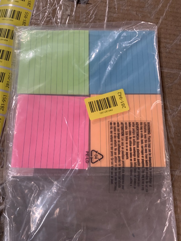 Photo 1 of (8 Pack) Lined Sticky Notes 4x4 Bright Stickies Colorful Super Sticking Power Memo Pads, 8 Colors, Strong Adhesive