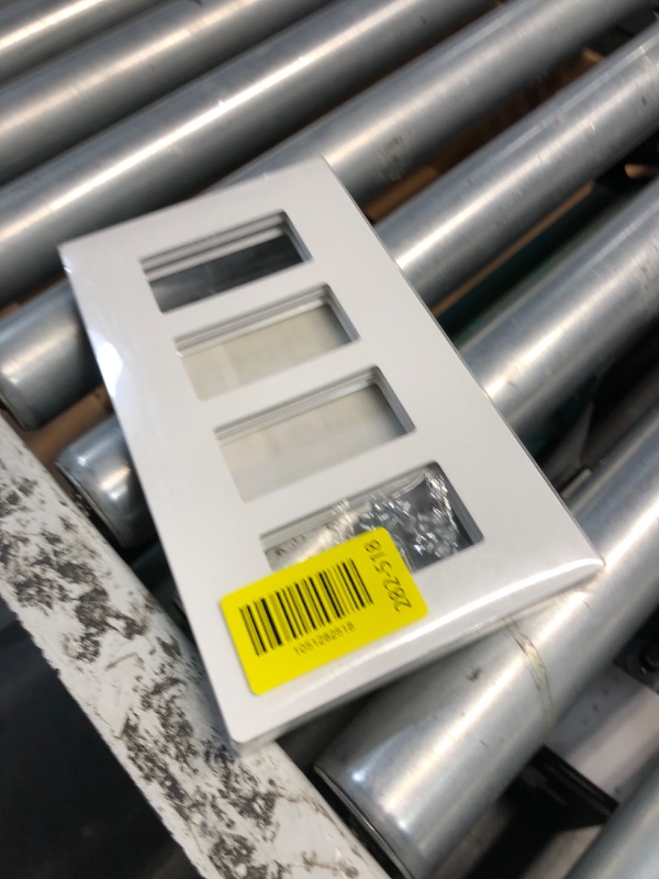 Photo 1 of [2 Pack] BESTTEN 4 Gang Mid-Size Screwless Outlet Cover, Midway Decorative Wall Plate, USWP6 Gloss Snow White, Midsize H4.88" x W8.58"