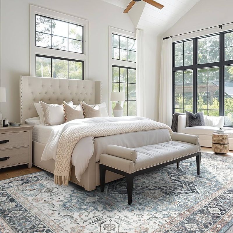 Photo 1 of ***STOCK PHOTO FOR REFERENCE ONLY*** Area Rug 8×10, Large Vintage Boho Rug,Ultra-Soft Low Pile, Washable, Non Slip,Stain Resistant, Printed Carpet for Living Room Bedrooms Playroom Office Kitchen, Red/Ivory