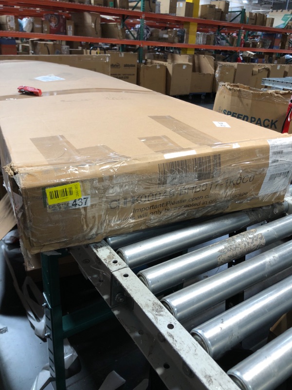 Photo 1 of ***STOCK PHOTO FOR REFERENCE ONLY*** Farmhouse Full Bed Frame with 49" Tall Headboard, Wooden Platform Bed with Hidden Metal Bed Frame, No Box Spring Needed/Noise Free, Distressed White