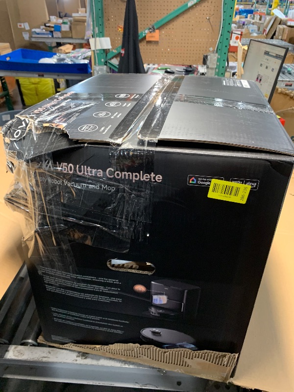 Photo 1 of ** FOR PARTS ONLY NON FUNCTIONAL *** Mova V50 Ultra Complete Robot Vacuum and Mop Self-Cleaning, 24,000 Pa Suction, Liftable Navigation with Obstacle Overcoming and Warm Water Mopping with DuoSolution System Designed for Pets, Black