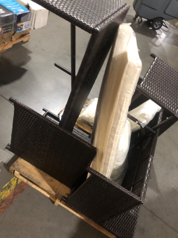 Photo 1 of ****MISSING GLASS TOP***
Shintenchi Outdoor Patio Furniture Sets, Wicker Patio sectional Sets 3-Piece, All Weather Wicker Rattan Patio Seating Sofas with Glass Coffee Table and Cushion (Beige)