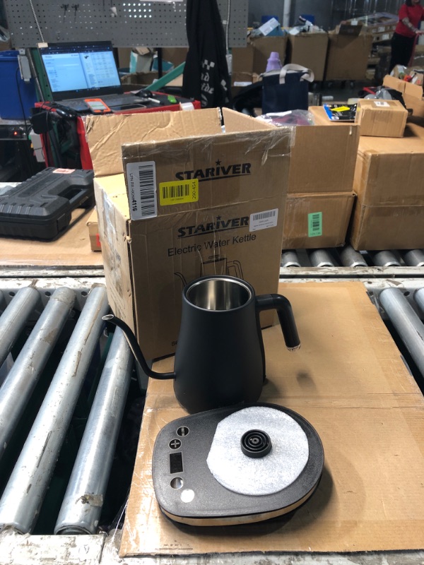 Photo 1 of ***MISSING LID***(READ NOTES)
Stariver Gooseneck Electric Kettle with 5 Temperature Control Presets, Pour Over Coffee Kettle ±2? Temp Control, 1.2L Gooseneck Kettle, for Tea& Coffee, Stainless Steel Interior, 1000W, Black