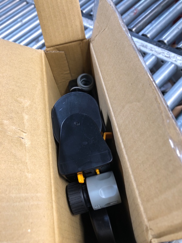 Photo 1 of ***(PARTS ONLY/ MAJOR DAMAGE/ NON FUNCTIONAL)***Melnor 65131AMZ MiniMax Turbo Oscillator Sprinkler, 4000 sq. ft., 4-Way Adjustable, Quick Connect Bundle, Black, Yellow