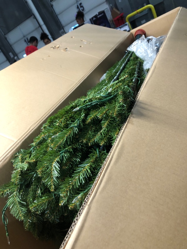 Photo 1 of ***PARTIAL SET, BOX 1 OF 2 - PRICE ADJUSTED*** National Tree Company 12 ft Pre-Lit Dunhill Fir Artificial Christmas Tree, 1,200 LED Lights, 7,794 Tips, PowerConnect, Foot Pedal, 10 Light Functions, Includes Stand, Green