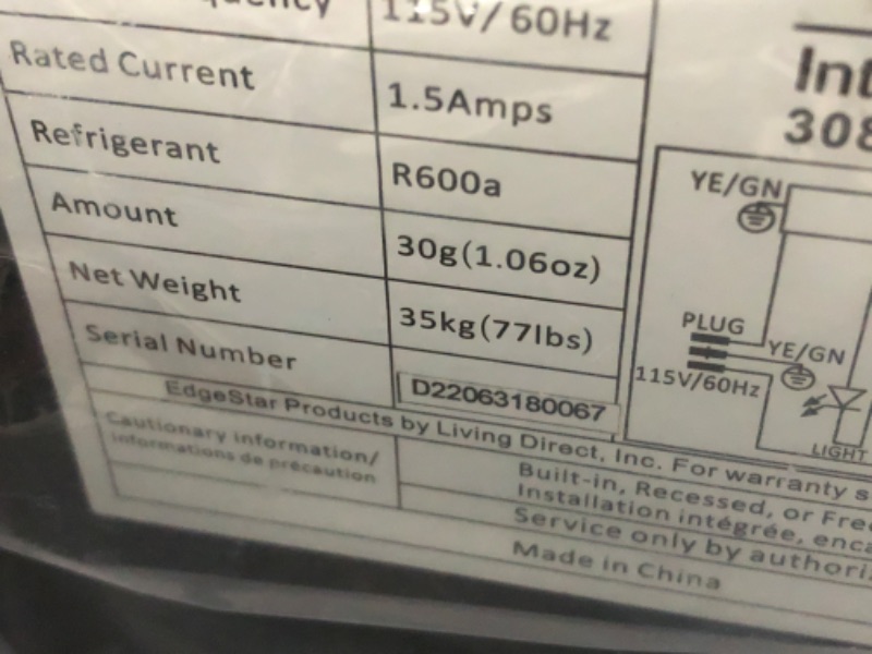 Photo 1 of ***DAMAGED - SEE NOTES/PICTURES*** EdgeStar BWR301BL 15 Inch Wide 30 Bottle Built-In Wine Cooler with Slim Design