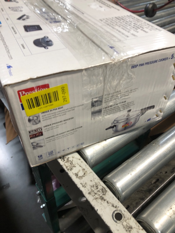 Photo 1 of ***DAMAGED - SEE NOTES/PICTURES*** Prestige 5L Alpha Deluxe Induction Base Stainless Steel Deep Pressure Pan, 5.0-Liter, Silver