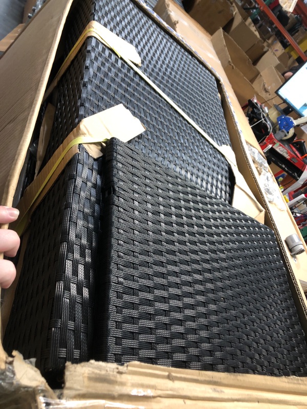 Photo 1 of **************INCOMPLETE ITEM, THIS IS ONLY 1 BOX IN A MULTI BOX SET*****************
Walsunny 4 Piece Patio Furniture Conversation Set Outdoor Wicker Rattan Chairs with Cushions and Table Black/Beige