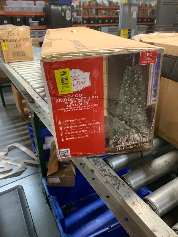 Photo 1 of 7.5 ft Prelit Christmas Tree, Artificial Christmas Tree with 450 Warm White Lights, 1450 Branch Tips, Metal Stand and Hinged Branches