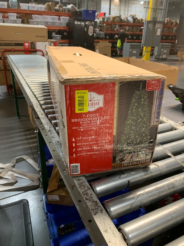 Photo 1 of 7ft Prelit Christmas Tree, Artificial Christmas Tree with 450 Warm White Lights, 1450 Branch Tips, Metal Stand and Hinged Branches