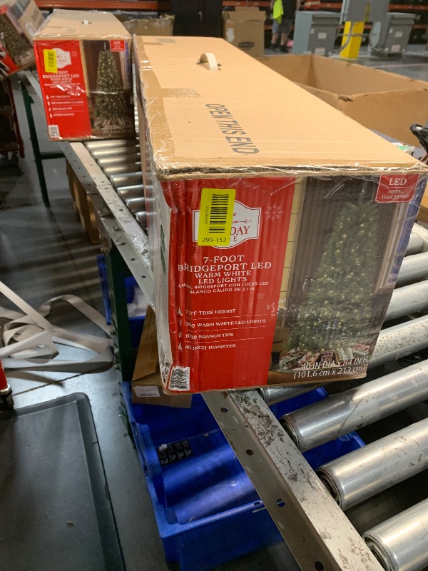 Photo 1 of 7ft Prelit Christmas Tree, Artificial Christmas Tree with 450 Warm White Lights, 1450 Branch Tips, Metal Stand and Hinged Branches