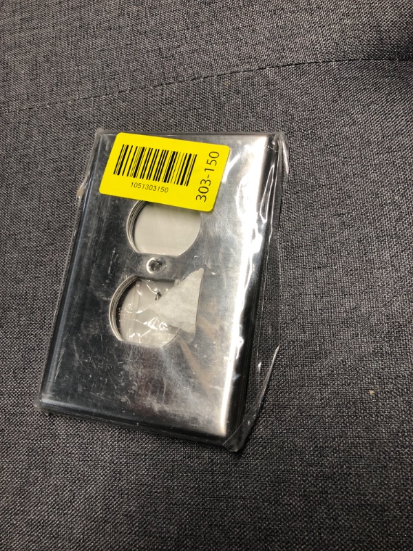 Photo 1 of [5 Pack] BESTTEN 1-Gang Over-Size Duplex Metal Wall Plate with Protective Film, Jumbo Receptacle Outlet Cover, Corrosion-Resistant Stainless Steel Wall Plate, Brushed Finish, Silver