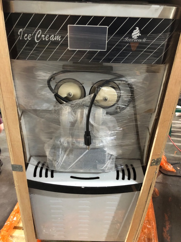 Photo 1 of **FOR PARTS, NOT FUNCTIONAL**
Commercial Ice Cream Machine - 110V 2450W 3 Flavors Soft Serve Ice Cream Machine 5.8 to 7.9 Gallons/H Auto Clean Touch Screen LCD Panel Ideal Ice Cream Maker for Snack Restaurants Bars