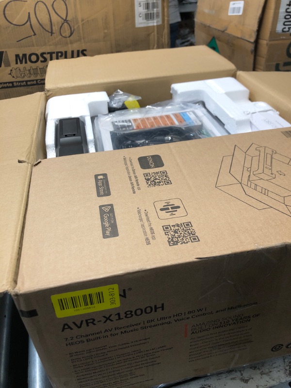 Photo 1 of ***(PARTS ONLY/ NON FUNCTIONAL)***Denon AVR-X1800H 7.2 Channel AV Stereo Receiver - 80W/Channel, Wireless Streaming via Built-in HEOS, WiFi, & Bluetooth, Supports Dolby Vision, HDR10+, Dynamic HDR, & Home Automation Systems