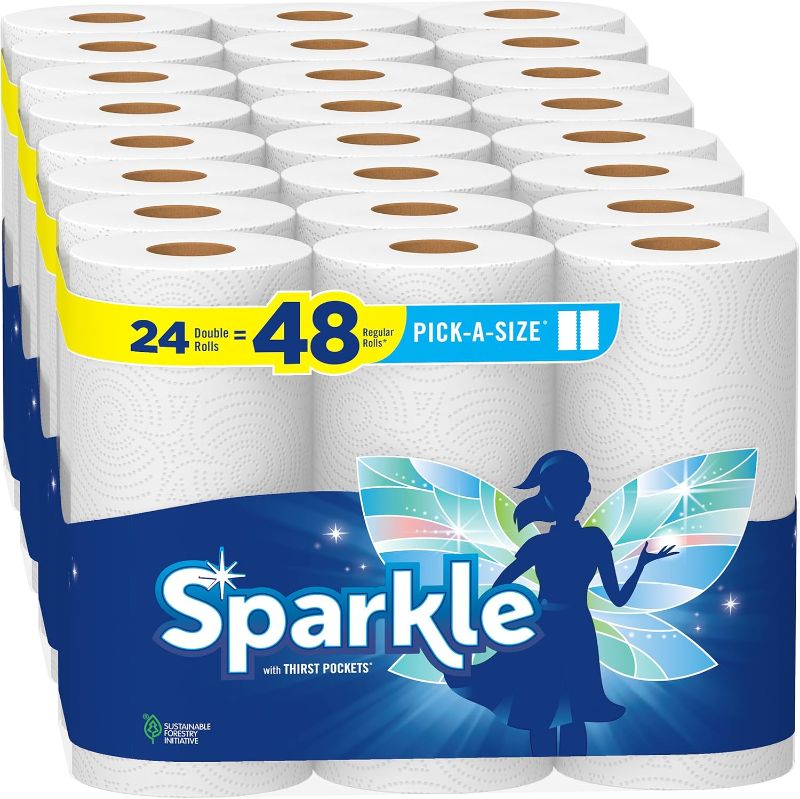 Photo 1 of ***FACTORY SEALED***Sparkle Pick-A-Size Paper Towels, 24 Double Rolls = 48 Regular Rolls, Everyday Value Paper Towel with Full and Half Sheets