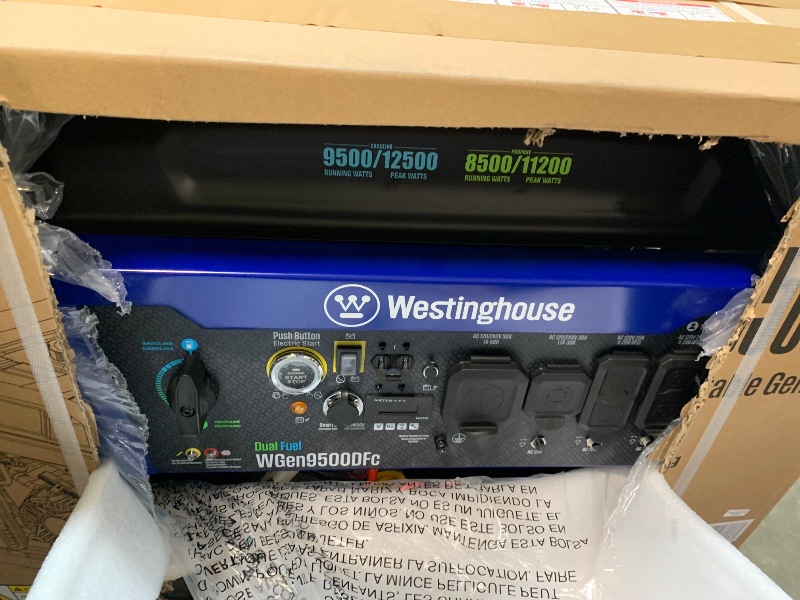 Photo 1 of ****FACTORY SEALED******
Westinghouse 12500 Peak Watt Dual Fuel Home Backup Portable Generator, Remote Electric Start, Transfer Switch Ready, Gas and Propane Powered, CO Sensor