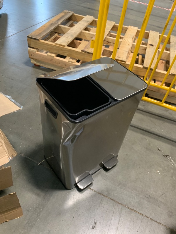 Photo 1 of ** sold as is no refund/return**Elevon Kitchen Trash Can with Lid, 2 x 8 Gallon Garbage Can, with Soft-Close Foot Pedal and Removable Inner Bucket, 60 Liter Large Stainless Waste Bin for Bathroom Bedroom Home Office