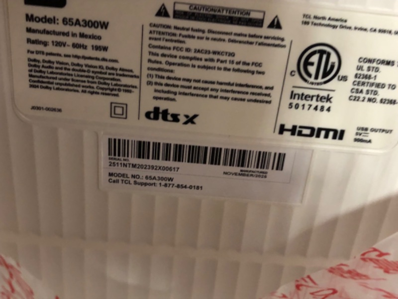 Photo 1 of ***FACTORY SEALED****
TCL 65 Inch Class NXTVISION Series Picture Frame Canvas Art TV | 65A300W, 2024 Model | QLED 4K HDR Smart Google TV | 120HZ Dolby Atmos Audio | Voice Remote Alexa Google Apple Streaming Television